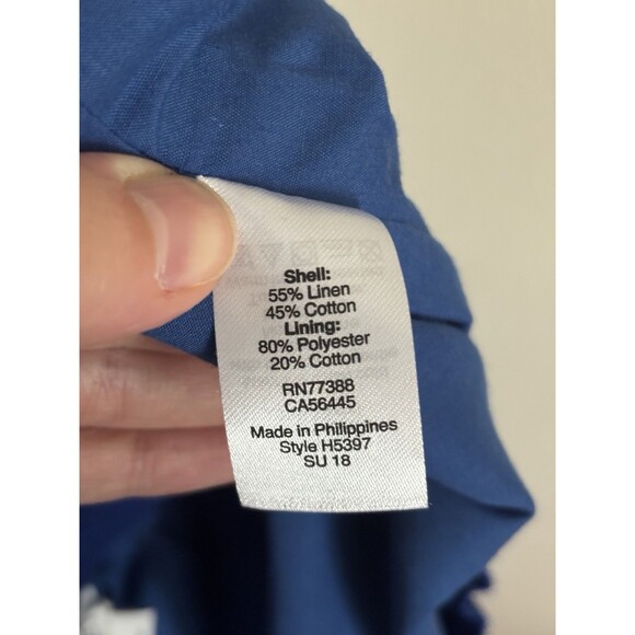 J Crew Womens 10 Medium LINEN Scallop Hem Skirt Blue Preppy Nautical Beach Chic - Picture 3 of 5
